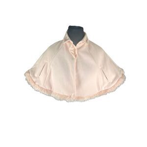 Catherin Malandrino girls size 5T Soft Pink Floral Embroidered Feather Cape